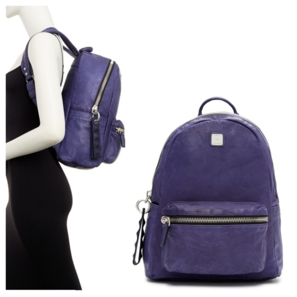 MCM Tumbler Lush Leather Backpack New NWT Purple Indigo VHTF SUPER SOFT LEATHER